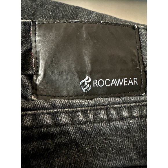 Y2K Rocawear Black Jeans Men W38 Hip Hop Thrashed Premium Quality Cotton Blend - Picture 6 of 12